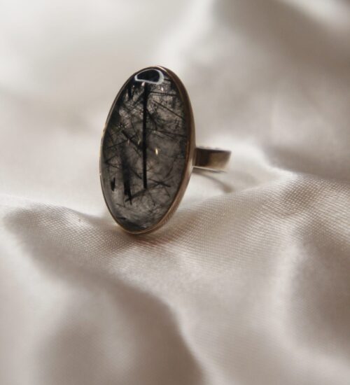 Black Rutile Oval Ring