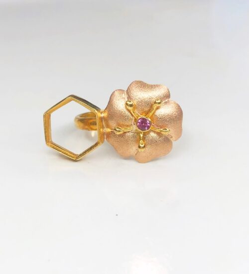 Honeycomb and Flower Ring