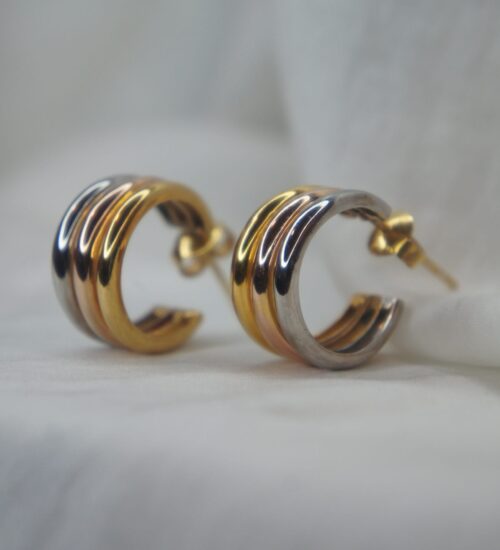 Tri color thick hoop Earrings