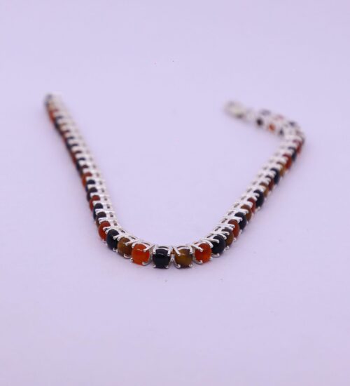 Black Onyx, Red Agate and Tiger's Eye Caterpillar Bracelet