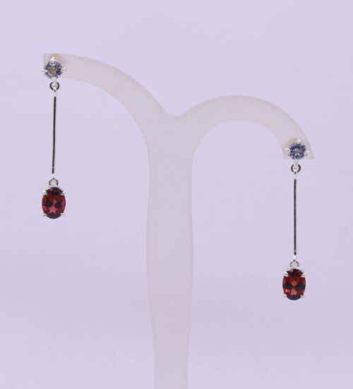 Blue topaz & Garnet stud drop