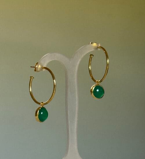 Charm Hoop - Green Onyx (Yellow Gold Plated)