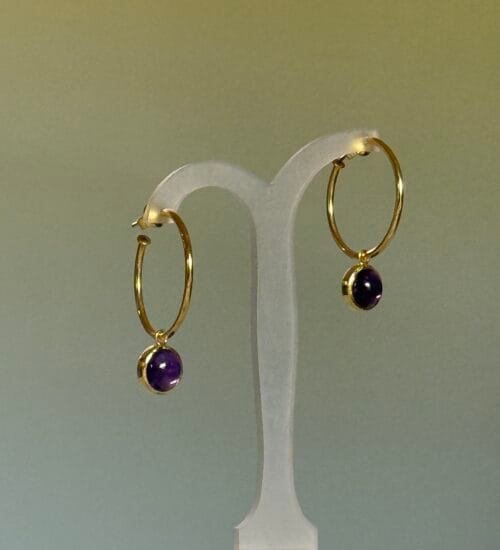 Charm Hoop - Amethyst (Yellow Gold Plated)