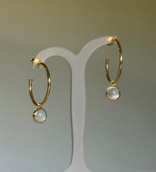 Charm Hoop - Light Green Agate