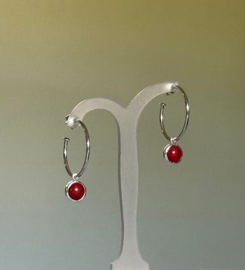 Charm Hoop - Red Coral