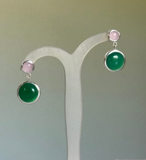 Rose Quartz & Green Onyx Double Drop