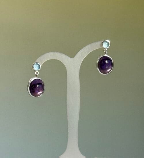 Blue Agate & Amethsyt Double Drop