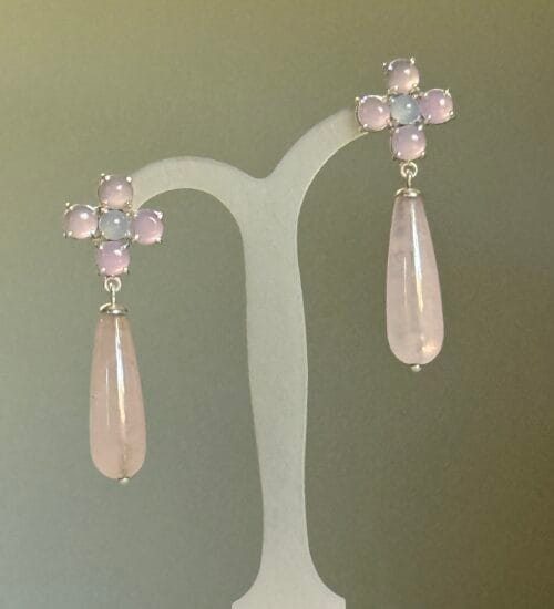 Rose Quartz & Blue Agate Bunch Drop