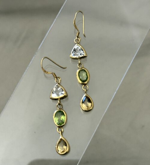 Triple drop - White Topaz, Peridot & Citrine