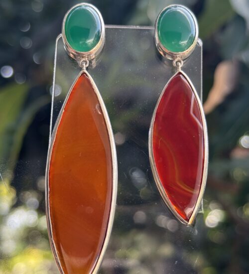 Green onyx & Agate Mismatched Earrings