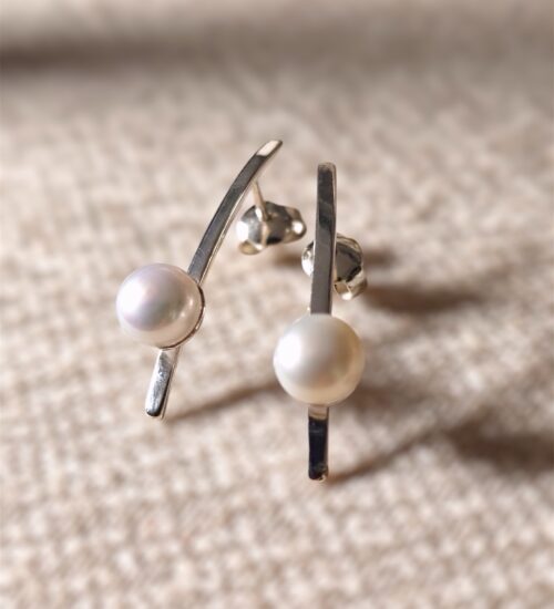 White Pearl sword earrings