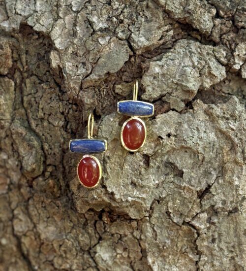 Lapis Lazuli & Red Agate Earrings