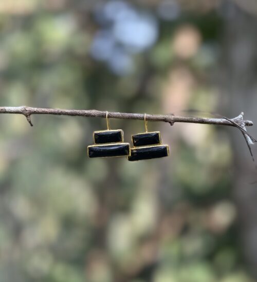Black Onyx Steps Earrings