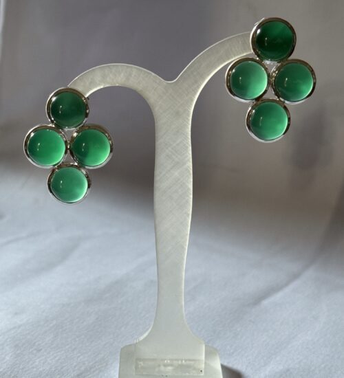 Green Onyx Diamond Earrings